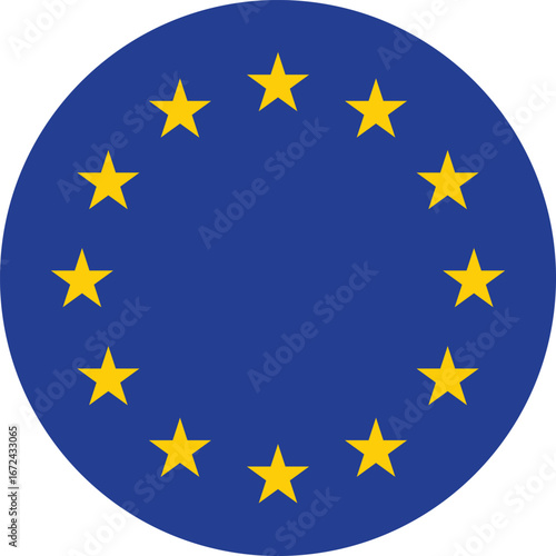 European Union Circular Flag Isolated on Transparent Background