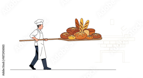 Baker Presenting Selection Of Freshly Baked Breads From Oven, A Culinary Delight