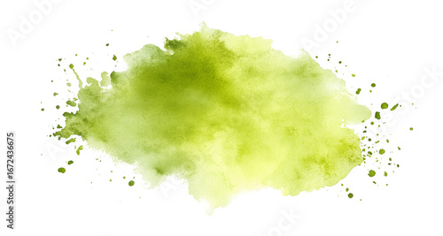 Wallpaper Mural Green watercolor splash texture isolated on white background for design, art projects or backgrounds Torontodigital.ca