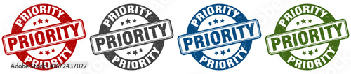 priority stamp. priority round stamp set isolated on white background