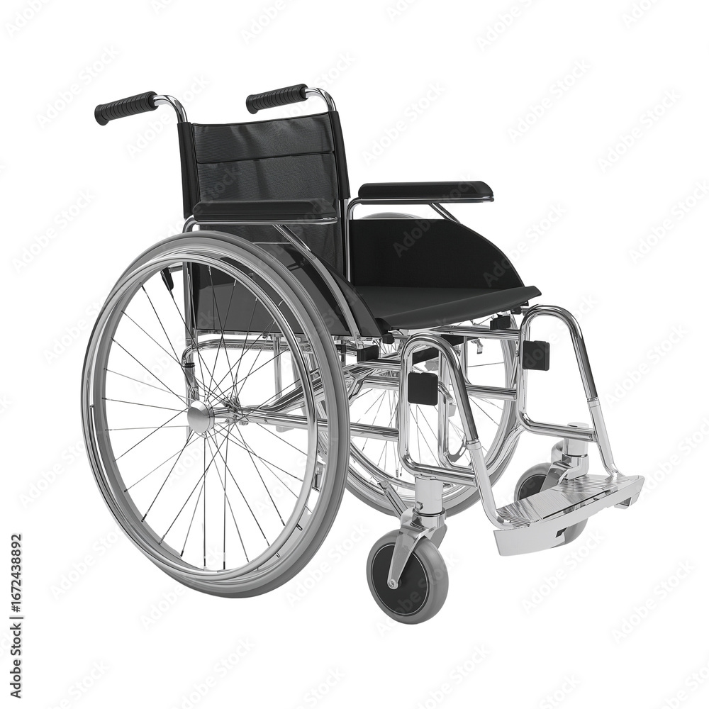 Fototapeta premium Wheelchair rendering on isolated background symbolizing mobility and assistance aid tool