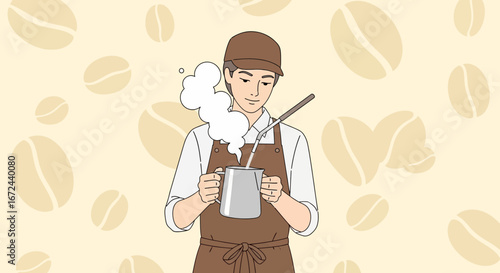 Barista Crafting Dreamy Coffee: A Visual Story of Latte Art and Culinary Innovation