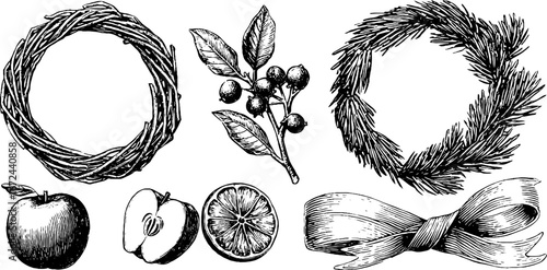 Solstice wreath and fruit craft set for seasonal decoration and design
