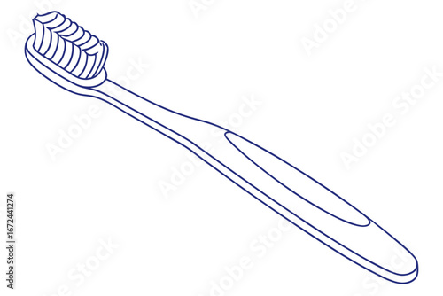 Line Drawing of a Toothbrush Hygiene Vector Artwork