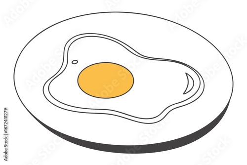 Line Drawing of an Egg Omelette Food Vector Artwork