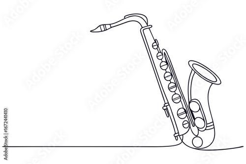 Saxophone Line Drawing Musical Instrument Vector Artwork