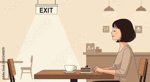 Calm Contemplation In Cozy Cafe: A Moment Of Peace And Delightful Relaxation