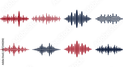 Sound wave patterns in various colors on a white background silhouette