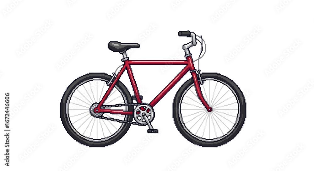 Fototapeta premium Dynamic illustration of a vibrant red bicycle, an eco-friendly mode of transport for urban commuting and outdoor recreation, encouraging a healthy, active life