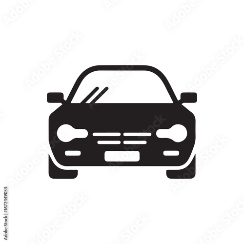Front view silhouette of a modern sedan car automotive transportation symbol vector