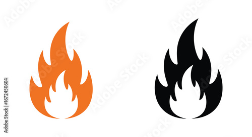 black and white flame icons on a plain background silhouette