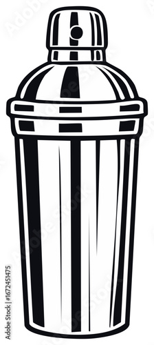 Classic Metal Cocktail Shaker with Stripes and Lid