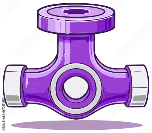 Cartoon Purple Plumbing Pipe Fitting - Vector Illustration