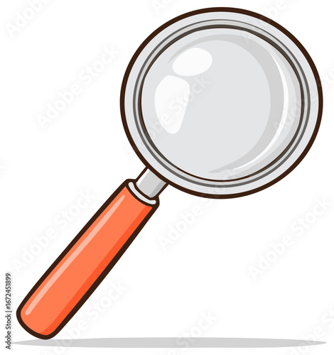 Isolated magnifying glass cartoon illustration for search, zoom, and inspection