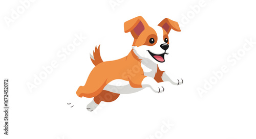 Joyful Jumping Puppy A Delightful Cartoon Illustration