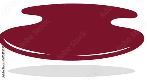 Elegant dark red abstract shape with smooth curves, subtle highlight, and soft shadow.