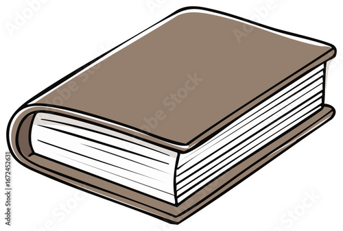 Illustrative closed brown book represents learning knowledge education and storytelling