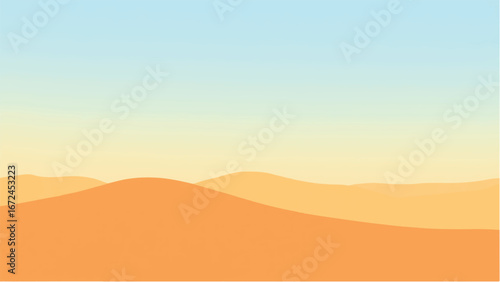 Desert Landscape with Layered Sand Dunes in Warm Tones. Illustration of a Desert Landscape.