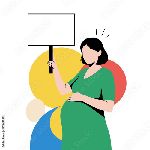 Pregnant woman holding a blank sign advocating for awareness and important messages during pregnancy