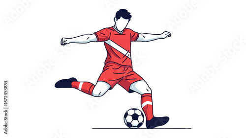 Footballer kicking the ball: A dynamic illustration captures a footballer mid-kick, embodying power and precision.