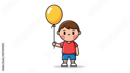 Child Holding a Golden Balloon: An endearing illustration showcases a child holding a buoyant yellow balloon, embodying the innocence, joy, and simple pleasures of childhood.