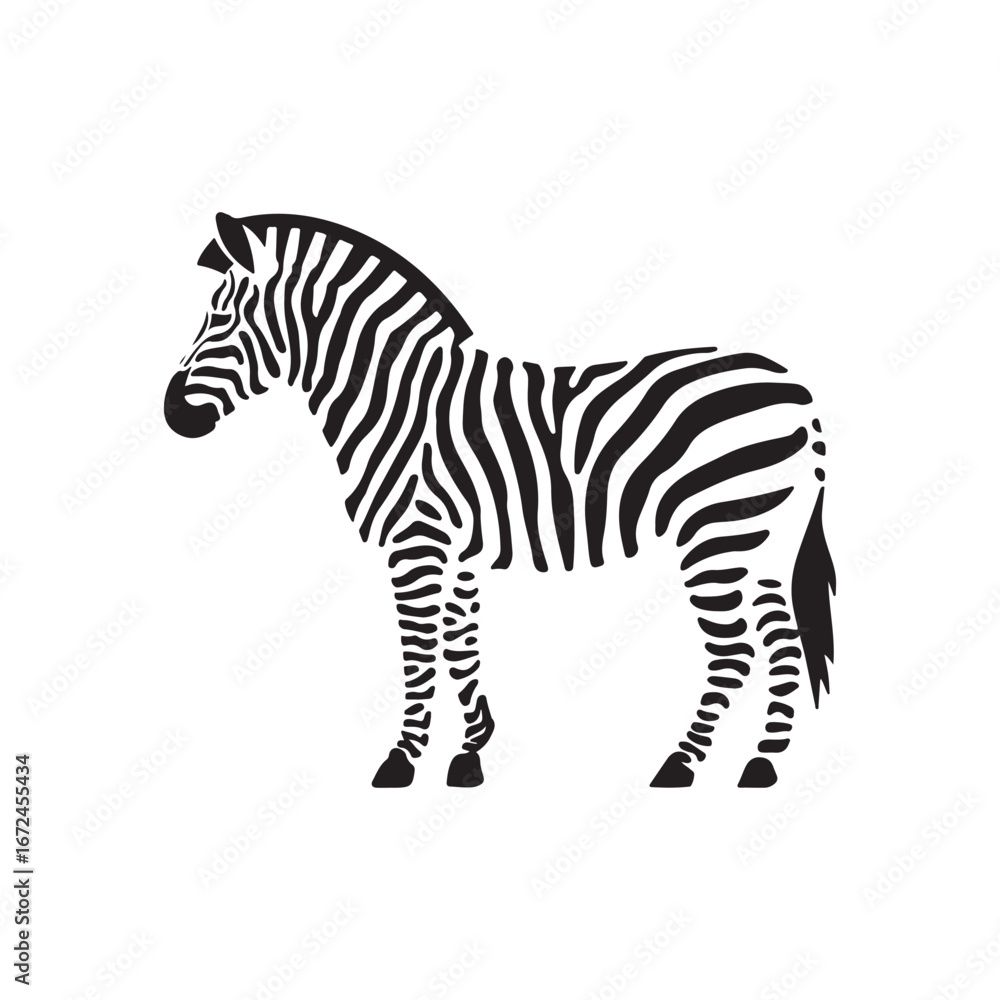 Naklejka premium Majestic zebra standing proudly with iconic black and white stripes a natural wonder vector