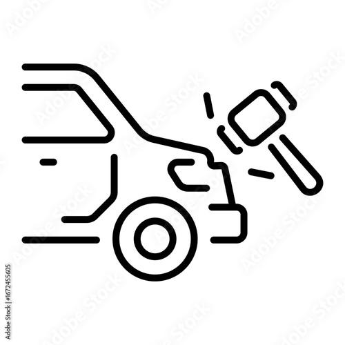 A line style icon depicting car repairing