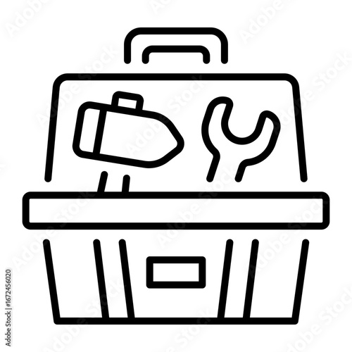 A line style icon depicting tool box