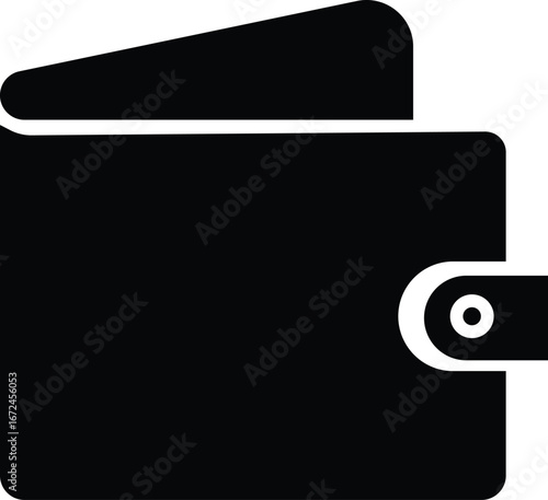 Sleek black wallet icon representing finance security and personal organization