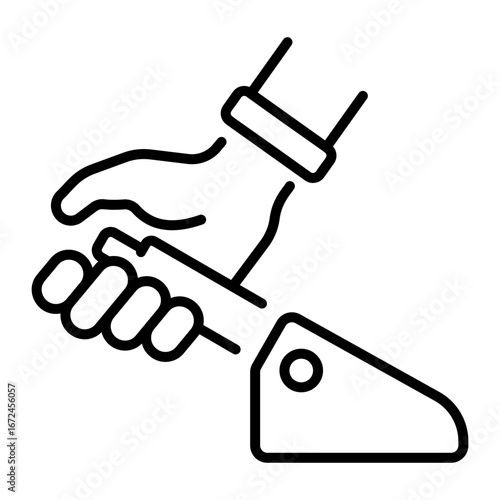 A linear style icon representing handbrake lever