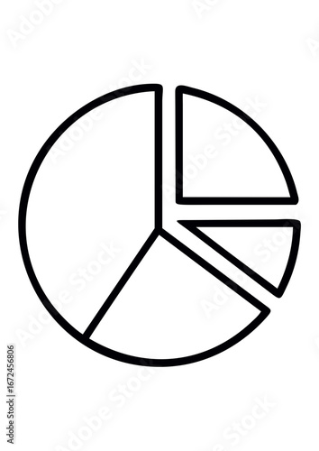Pie chart icon in minimalist design with divided sections  