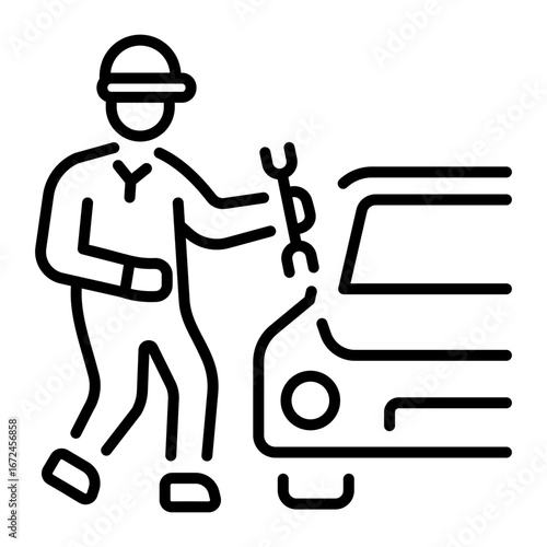 A line style icon depicting mechanic