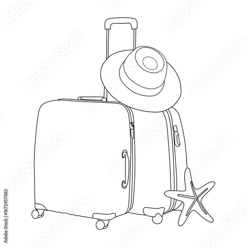 Travel Accessories line art vector design. Travel Accessories outline illustration design.