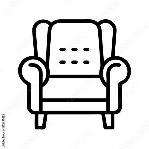 Armchair illustration in minimalist black and white design  