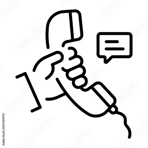 An outline style icon depicting telephone conversation