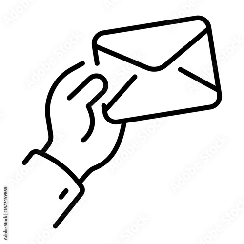 An outline style icon depicting envelope