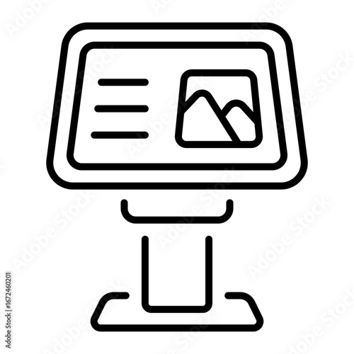 An outline style icon depicting information kiosk