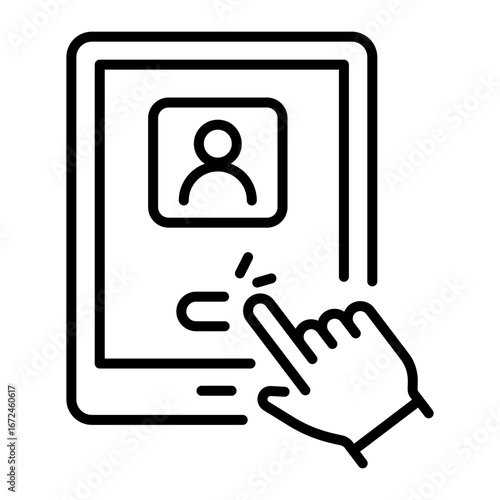 A line style icon showing friend request