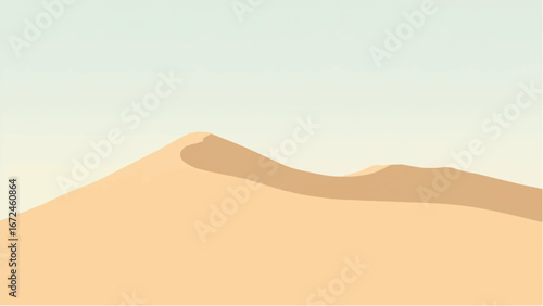 Desert Landscape with Layered Sand Dunes in Warm Tones. Illustration of a Desert Landscape.