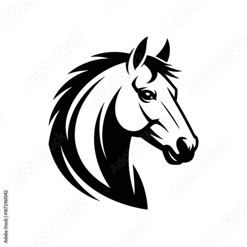Silhouette vector illustration of a horse head in elegant side view. Perfect for equestrian designs, logos, western themes, ranch decor, and animal-inspired artwork.