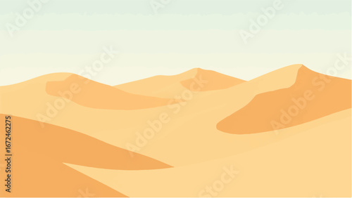 Desert Landscape with Layered Sand Dunes in Warm Tones. Illustration of a Desert Landscape.