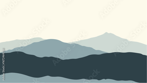 Minimalist Abstract Mountain Landscape and Snowy Peak. Illustration of a Mountain Landscape.