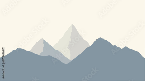 Minimalist Abstract Mountain Landscape and Snowy Peak. Illustration of a Mountain Landscape.
