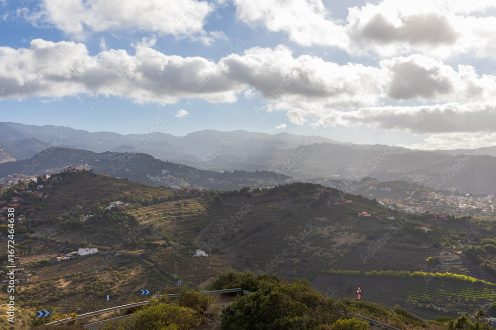 Obraz premium View of the seaside landscape. Pico de Bandama and Caldera on Gran Canaria in Spain