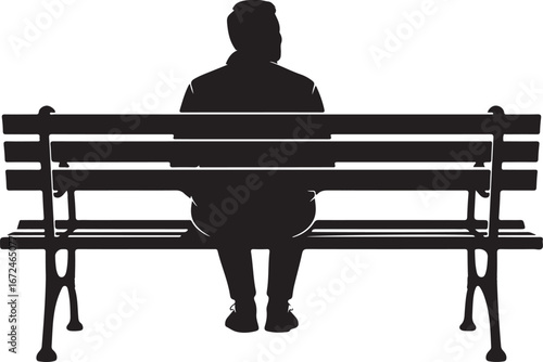 Silhouette of a man sitting on a park bench viewed from behind vector
