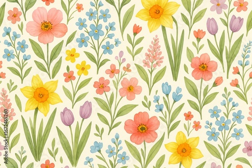 Wallpaper Mural Spring floral pattern Lovely seamless flower design for wallpaper textile and seasonal projects Torontodigital.ca