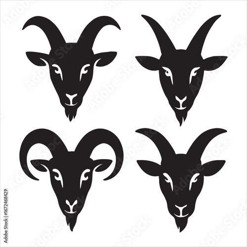 Funny set of deer silhouettes vector illustration of animals
