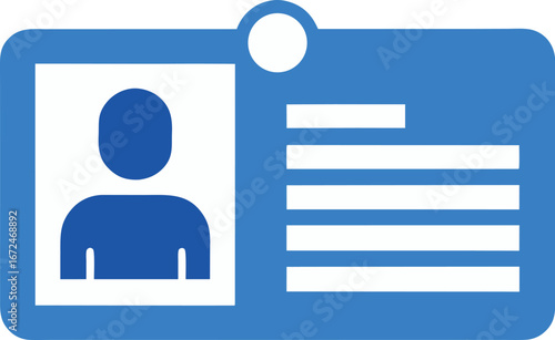 Blue and white worker id card with barcode vector illustration for identification and access