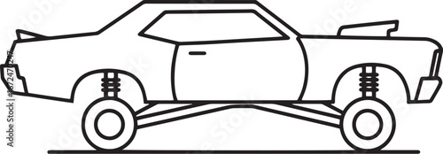 Rapper Car Lowrider Minimal Line Icon