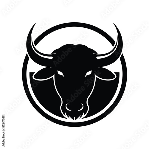 silhouette of a buffalo face with horns forming 